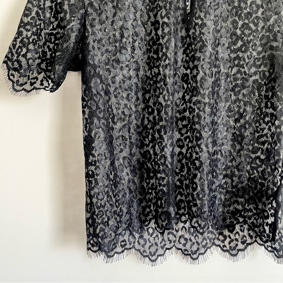 NWT H&M Lace Leopard Print Short Sleeve Top - Picture 4 of 8